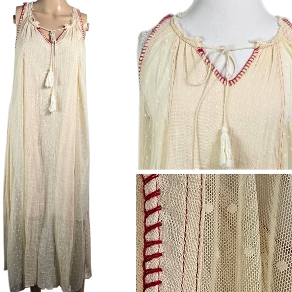 India Boutique Dresses & Skirts - Boho Jane Cream Tassel Maxi Dress Size S